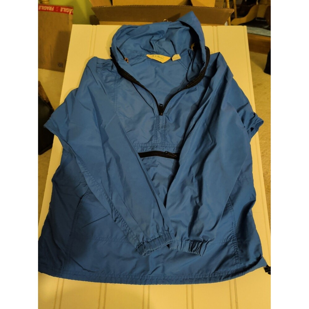 Vintage LL Bean Anorak Windbreaker Jacket Womens Medium Blue Made in USA 80s 90s